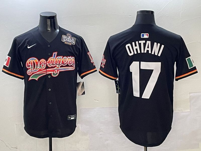 Men Los Angeles Dodgers #17 Ohtani Black rainbow Nike 2025 MLB Jersey style 7->chicago white sox->MLB Jersey